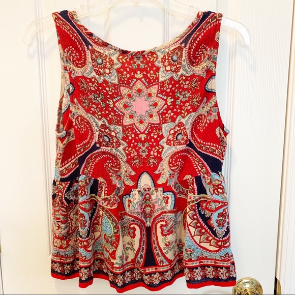 Patrons of Peace Red Boho Paisley V Neck Tank M - Picture 3 of 5